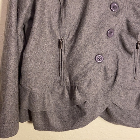Oleg Cassini Gray Ruffled Versatile Jacket Coat 2X - Picture 6 of 13